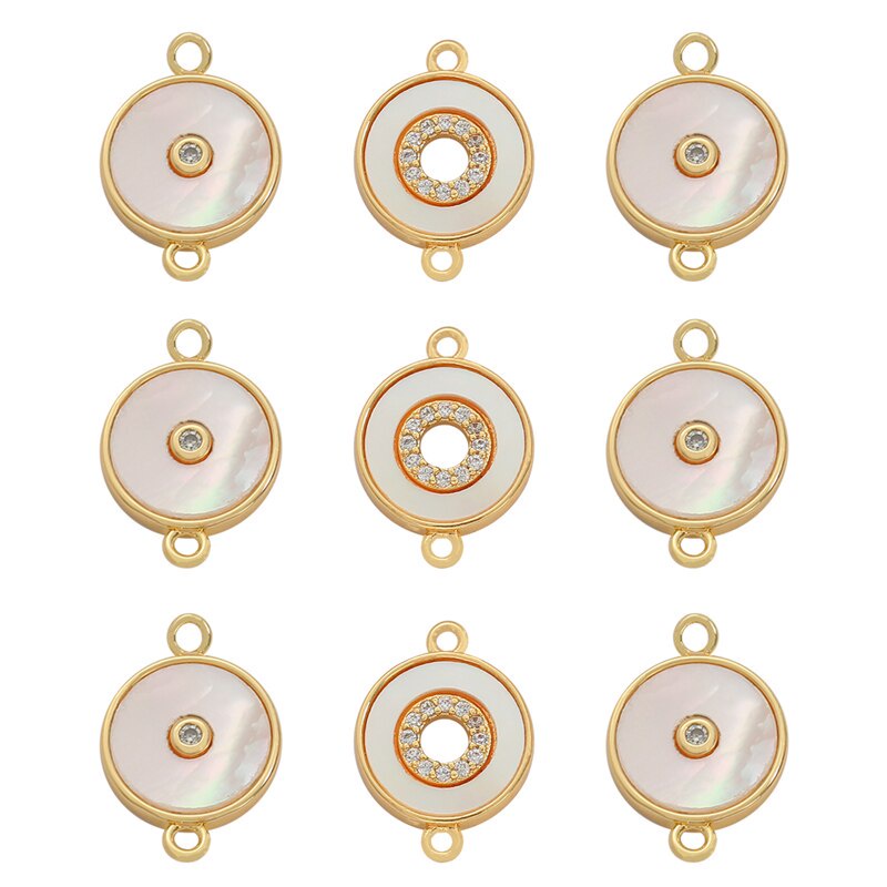 18K Gold Plated  Bohemia Charm Pendants Round Hollow DIY Connectors Dangle Earring Necklace Making Wholesale