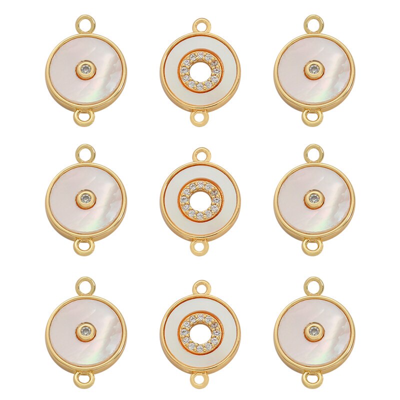 18K Gold Plated  Bohemia Charm Pendants Round Hollow DIY Connectors Dangle Earring Necklace Making Wholesale