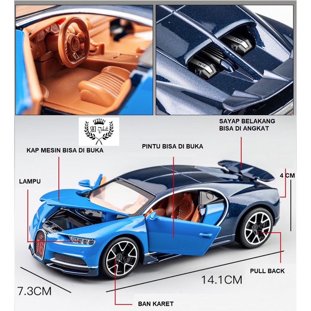 Diecast Miniauto Original Mobil BUGATTI CHIRON Metal Collection 1:32