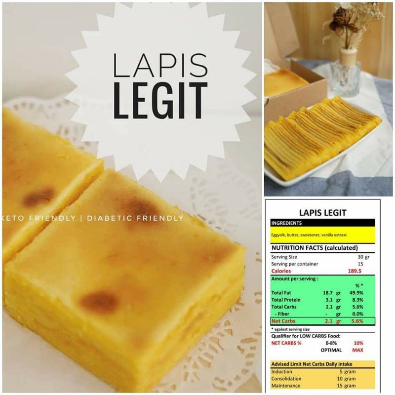 

Lapis Legit Keto Premium Uk 10x10 Tanpa Terigu Low Carb Halal