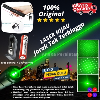 Laser Leser Hijau Green Laser Pointer Jarak Jauh 303 Baterai Charge ORIGINAL