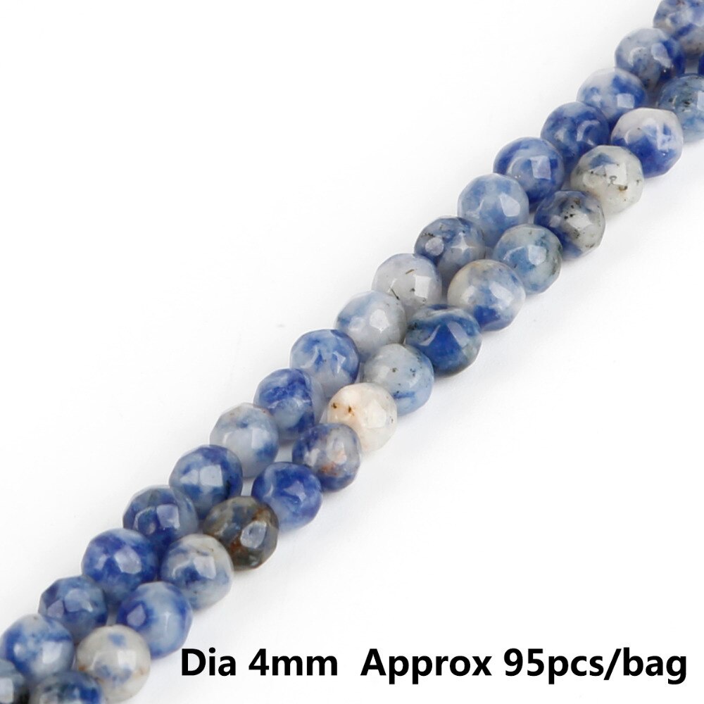 36-95 Pcs Faceted Bead 4 6 8 10 Mm Batu Alam Putih &amp; Biru Manik-manik untuk Membuat Perhiasan Temuan Kalung Gelang Anting-Anting Temuan