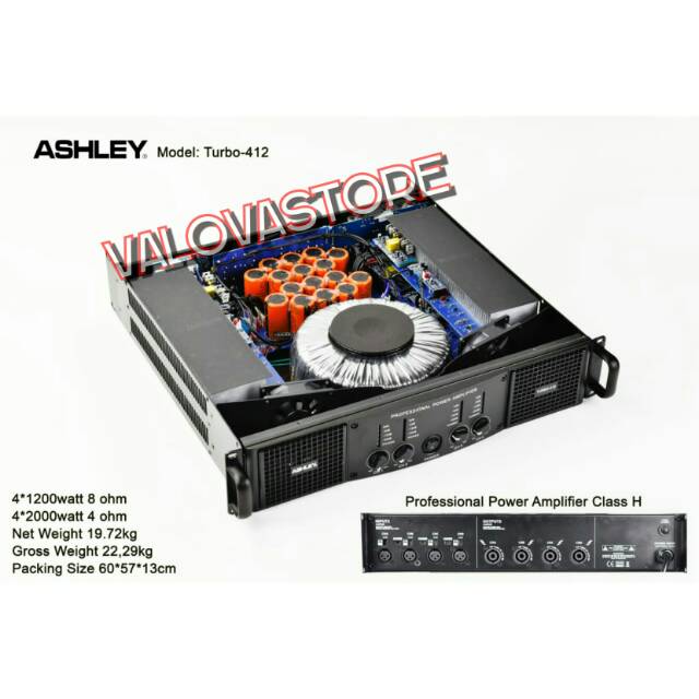 Power Turbo Ashley 412 Amplifier 4 Channel Original