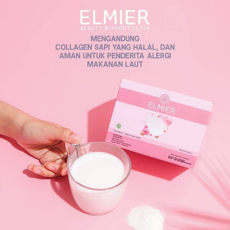Elmier Collagen Anti Bekas Jerawat, Bopeng, Anti aging / susu collagen BPOM Halal