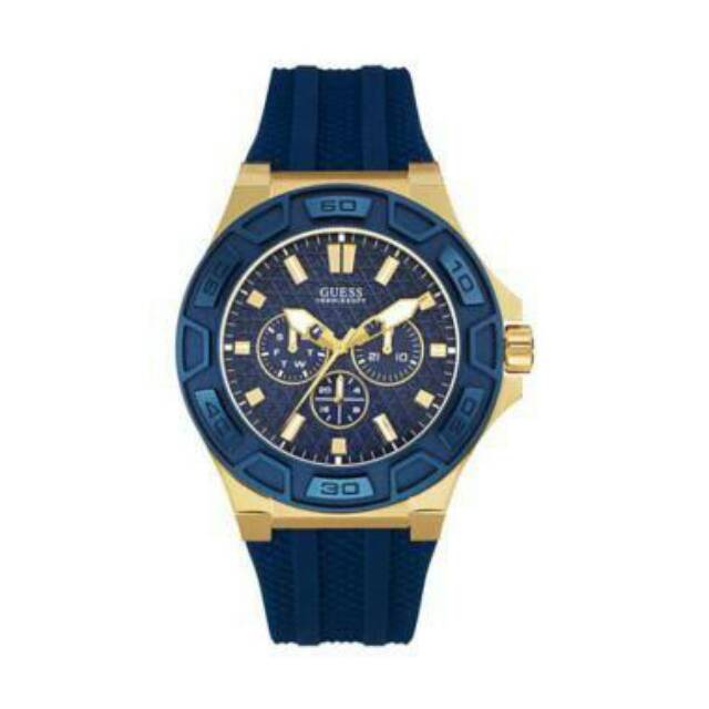 starlightwatch Jam tangan pria GUESS W0674G2 kualitas Original case Gold strap Rubber