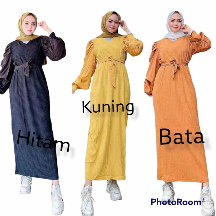 MODEL MAXI DRESS TERBARU LEBARAN 2022 PREMIUM PESTA/DRESS BAHAN ORI - Bata, L