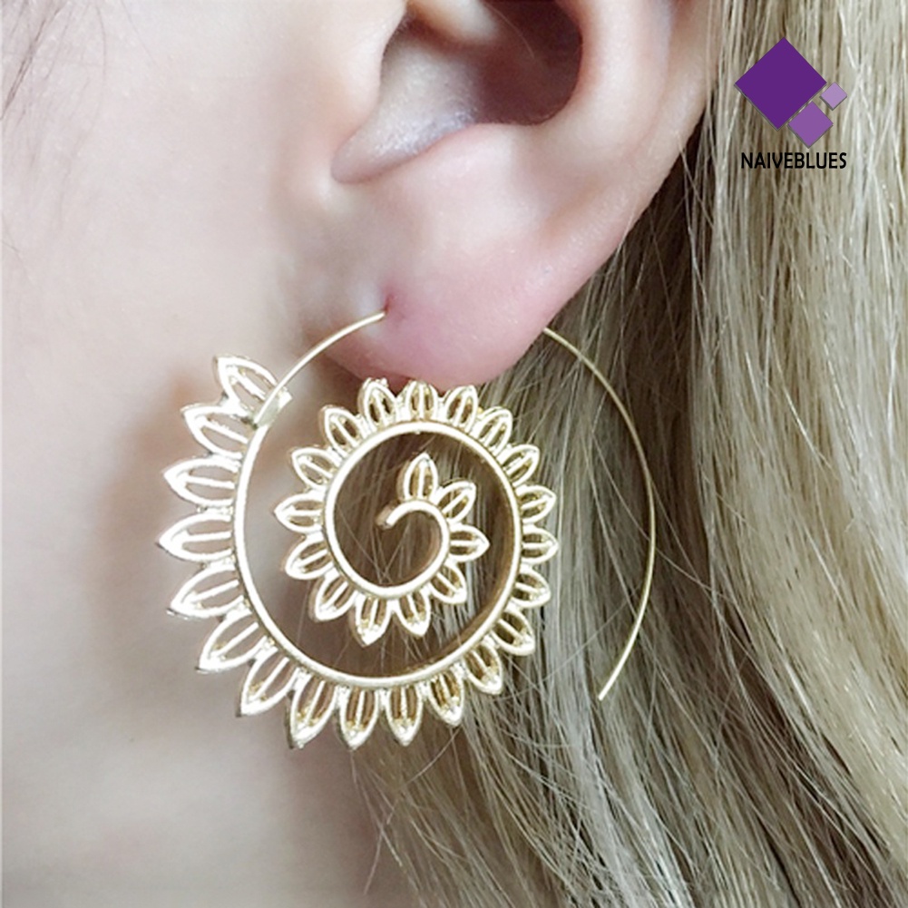 Anting Bentuk Water Drop Spiral Bahan Alloy Untuk Wanita