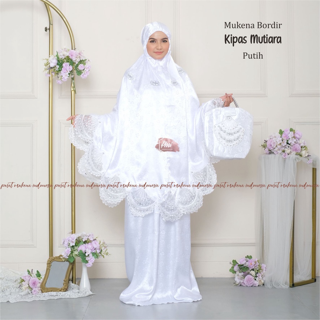 MUKENA DEWASA BORDIR SEMI SUTRA KIPAS MUTIARA