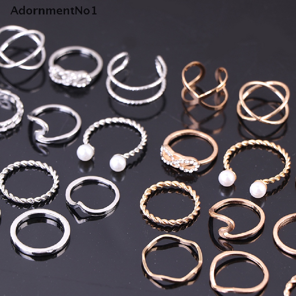 (AdornmentNo1) 18pcs / set Cincin Wanita Aneka Desain Untuk Hadiah