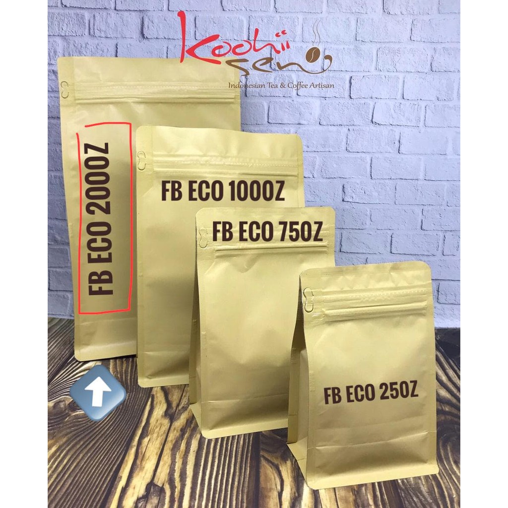 Flat Bottom Ecopack + One Way VALVE KOPI - Kemasan Food Grade Kpack