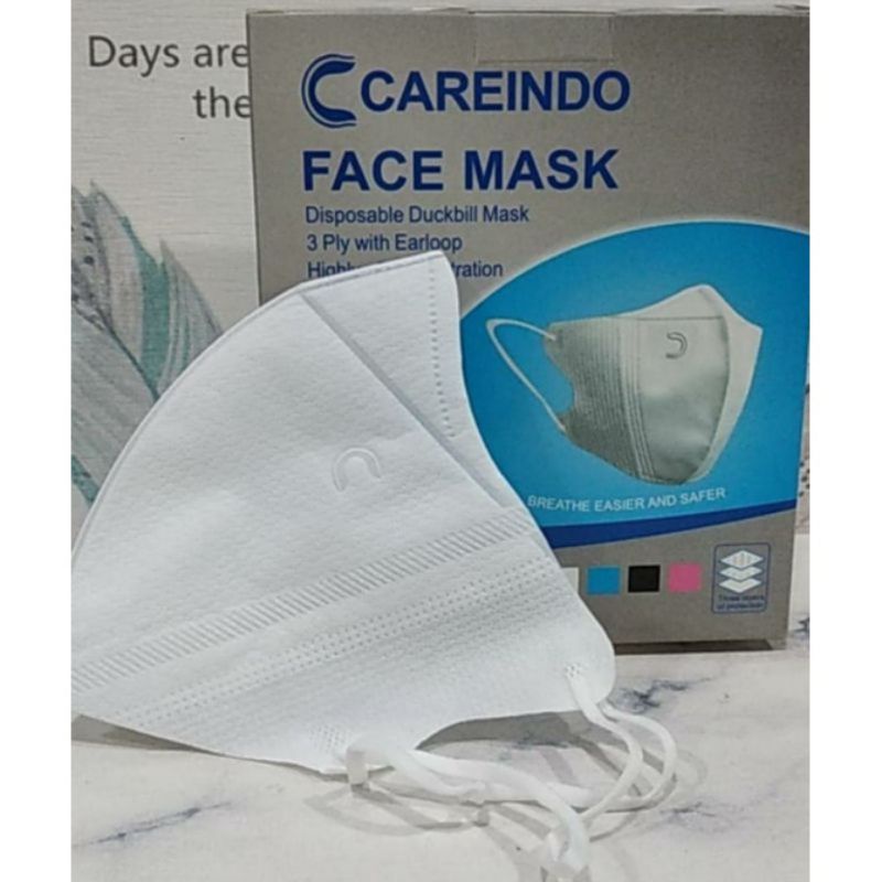 MASKER DUCKBILL CAREINDO WARNA PUTIH EMBOS C 1BOX ISI 50PCS