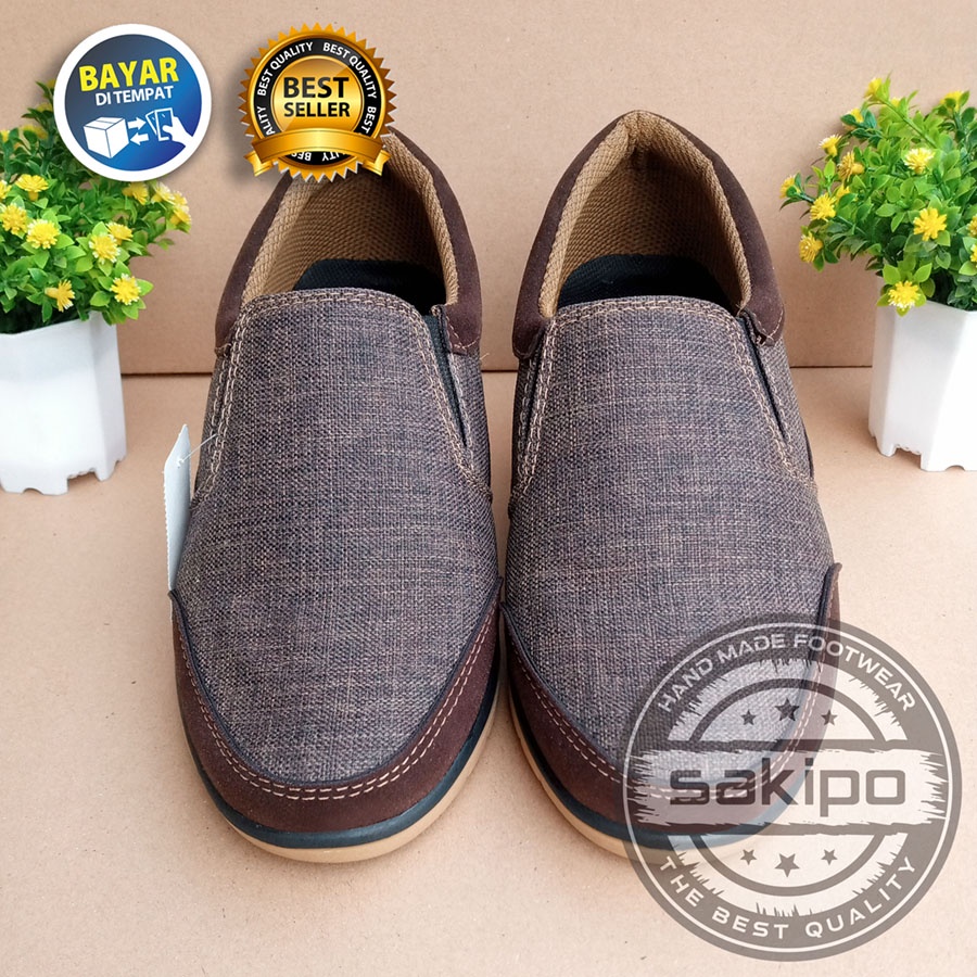 PROMO 9.9 !! SEPATU KASUAL PRIA DEWASA SLIP ON WARNA COKLAT MURAH BERKUWALITAS SOL KARET TRENDI NYAMAN DIPAKAI / SEPATU SANTAI PRIA DEWASA / SEPATU KERJA LAPANGAN / SEPATU KERJA KANTORAN / SAKIPO