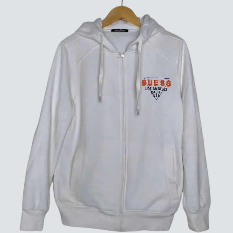 Guess Hoodie Zipper Putih