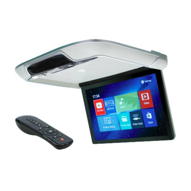 TV Plafon Monitor Mobil 13" Youtube USB Bluetooth + Memori 8GB - HD Android Flip Down