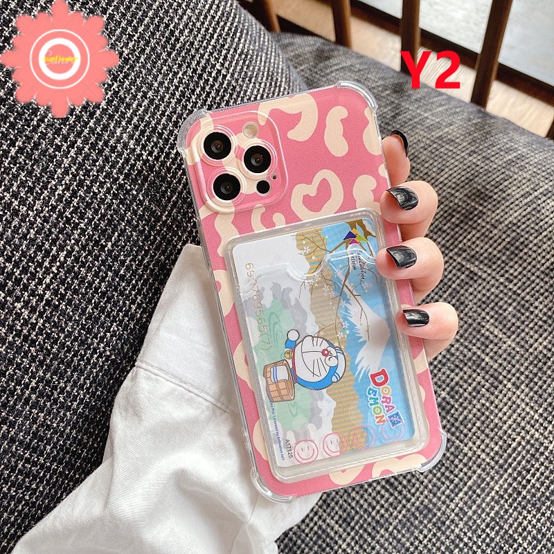 Casing Xiaomi Redmi A1 10 9 9a 9c Nfc Redmi Note10 10s Pro Note9 Poco X3 Pro Nfc Xiaomi Mi 11 Lite Card Holder Milk Leopard Transparan Shockproof Soft Cover