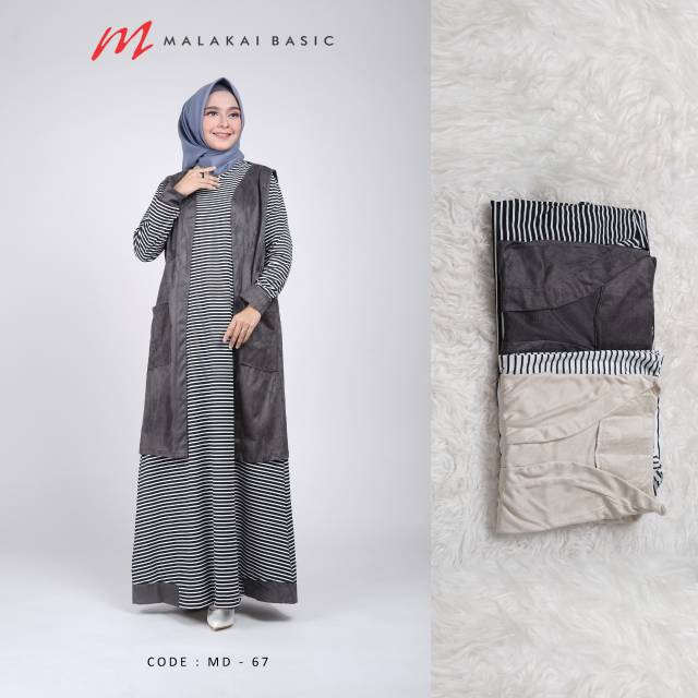 Gamis Malakai Basic Salur VEST SUEDE