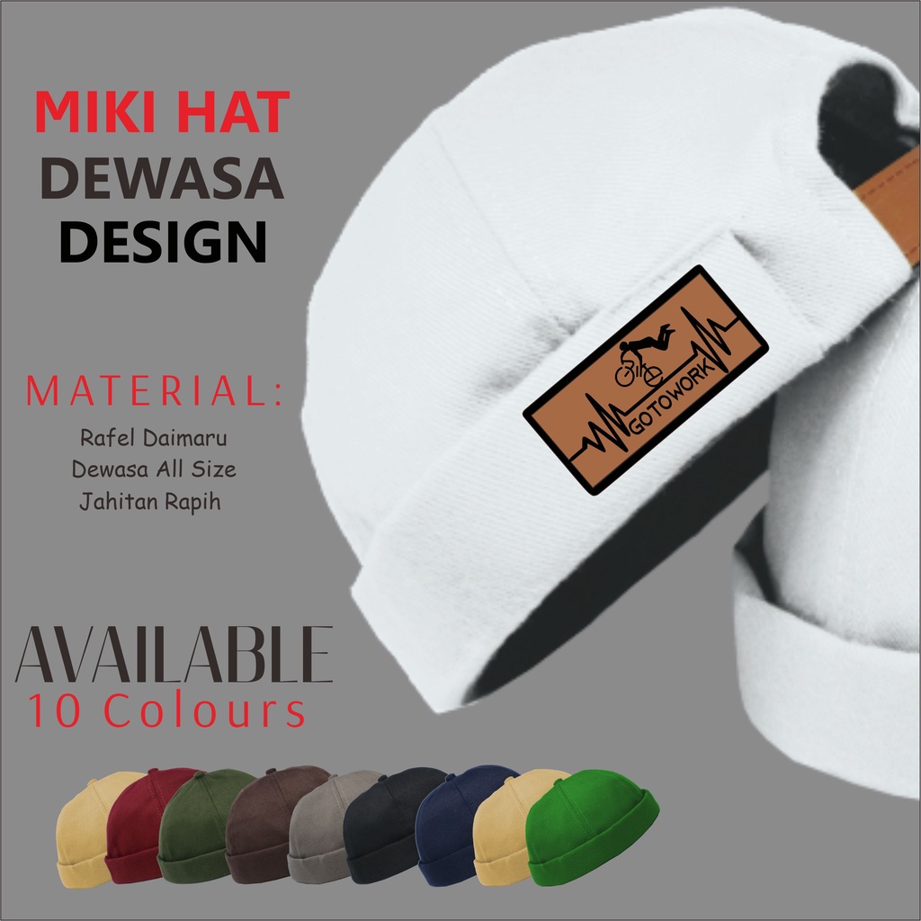 Miki Hat Topi Peci Dewasa Distro Premium Polos Desain Bike Go To Work Kopyah Bulat Kopiah UAS Mikiha