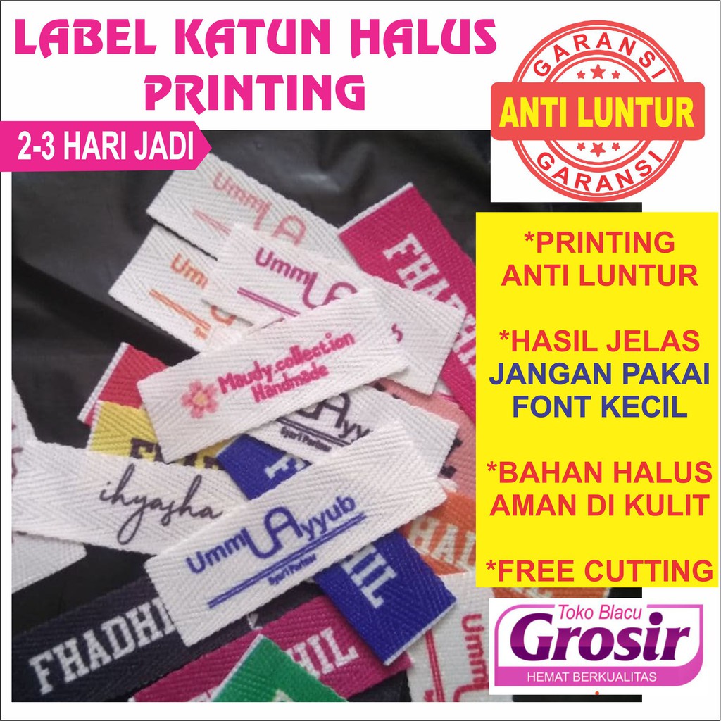 

Label Hijab / Label Woven Damask Custom Color PRINTING