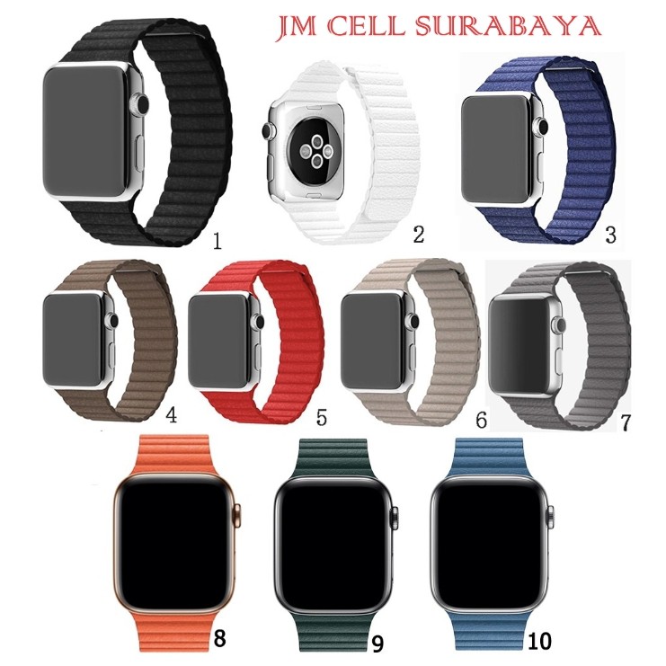 Genuine Leather Loop Magnetic Strap Untuk Apple Watch 44mm 42mm 40mm 38mm