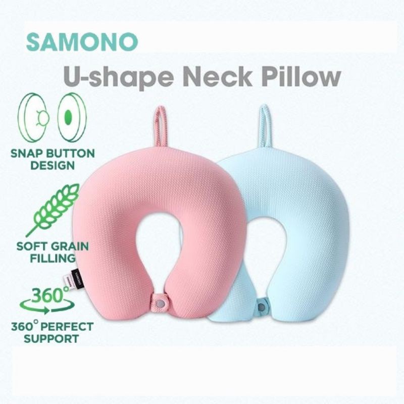 SAMONO Neckpillow Bantal Leher Travel Anti Pegal Lembut Dewasa Multifungsi