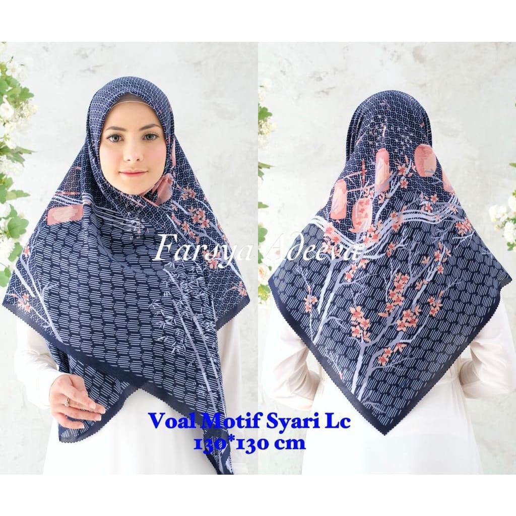 Hijab Motif Syari Terbaru Segiempat motif syari Lasercut 130x130  HIJAB VOAL SYRAI MOTIF SERAGAMAN SAFA HIJAB