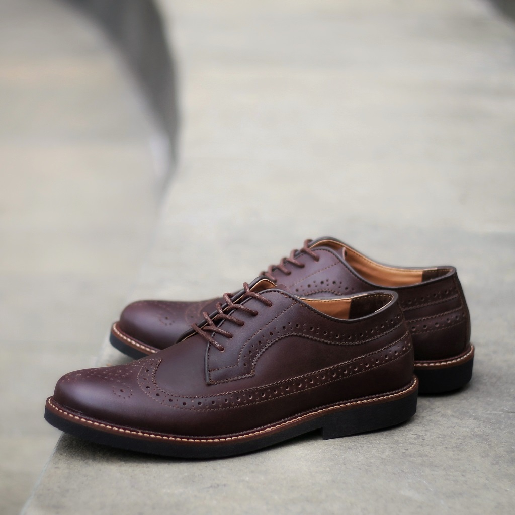 BRITISH BROWN ORIGINAL x KENZIOS Sepatu Kulit Sapi Asli Coklat Pria Formal Pantofel Tali Kerja Kantor Dinas Resmi Guru Kantoran Pesta Pernikahan Kondangan Nikah Undangan Wedding Kuliah Semi Casual Brogue Derby Oxford Genuine Leather Kenzio Footwear Keren