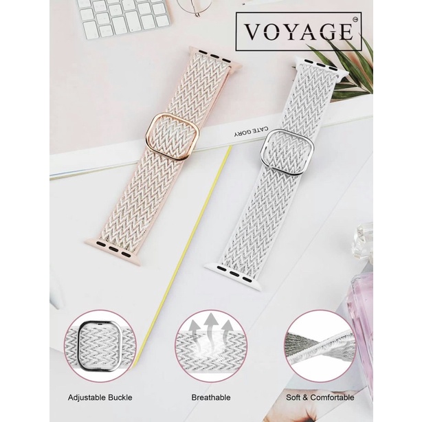 Adjustable Elastis strap nylon apple watch series 8 7 6 5 4 3 45mm 44mm tali jam tangan iwatch kanvas solo loop