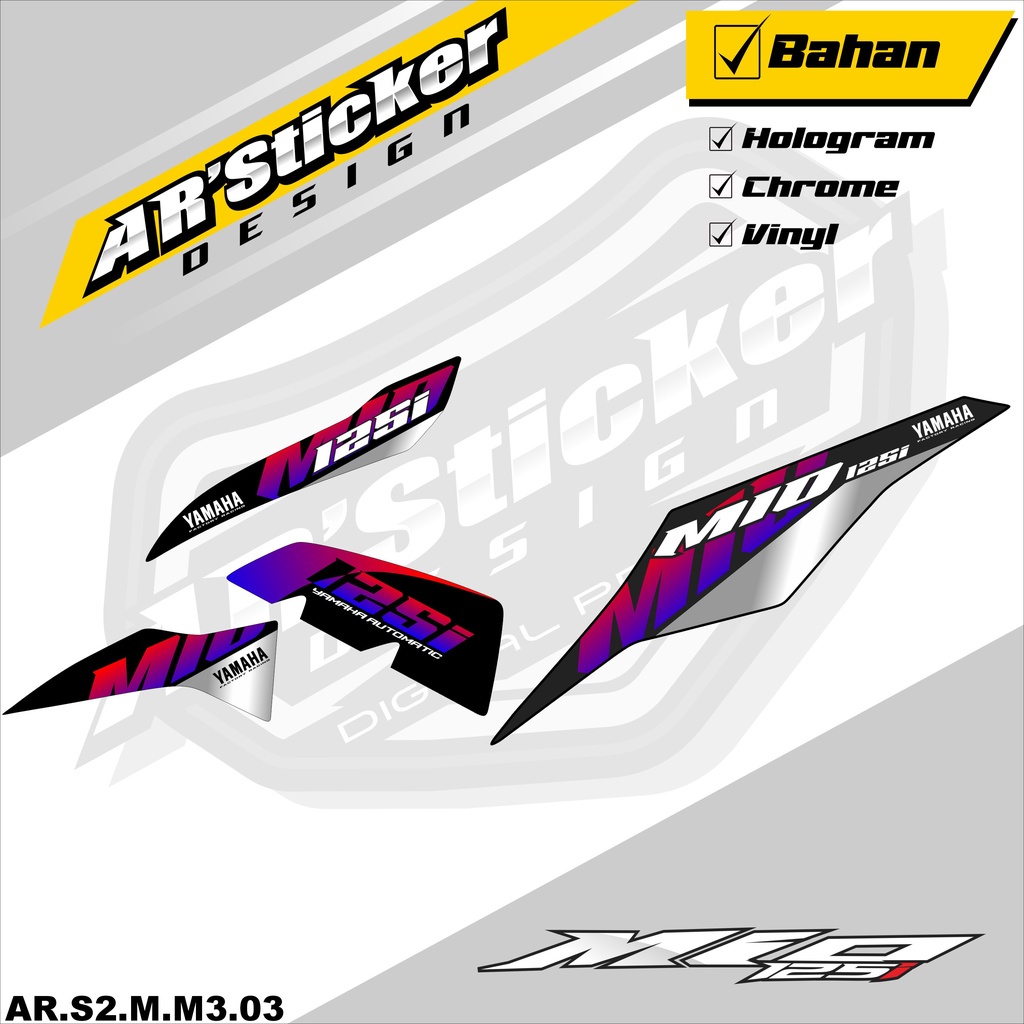 Mio M3 Sticker Striping MIO M3 125 - Stiker Motor Mio M3 / Mio Z List Variasi Hologram AR.S2-03 Raci