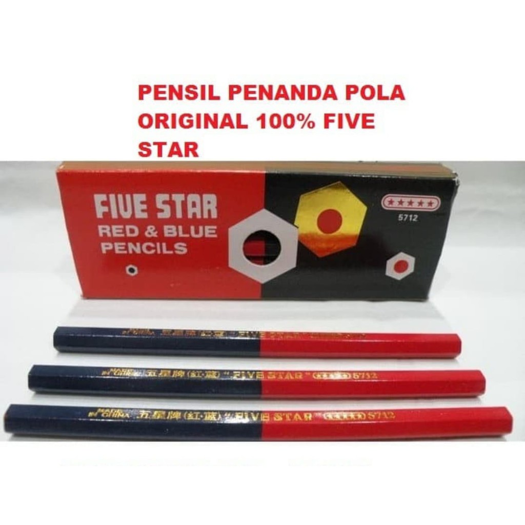 

Pensil jahit five star penanda pola 2 warna merah biru