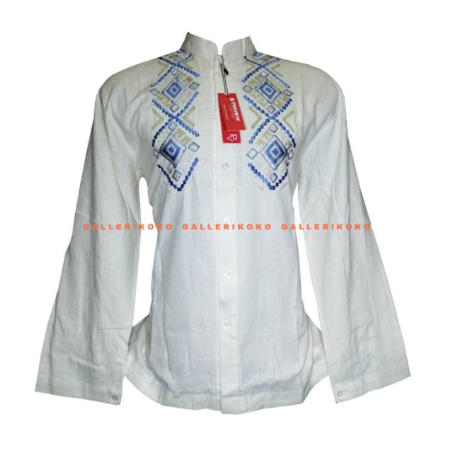 Baju koko preview limited itang yunasz krem lengan panjang bordir biru