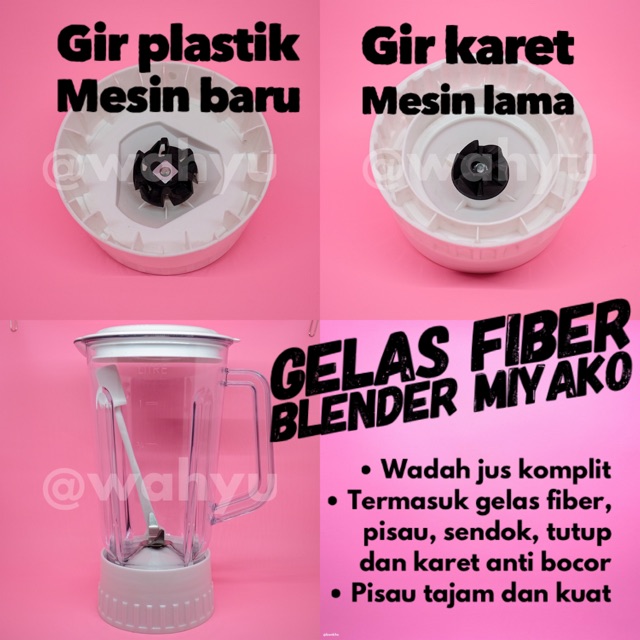 Gelas blender plastik Mill jus 101 ASLI mil / jar fiber komplit  miyako type 101 102 151 152 501