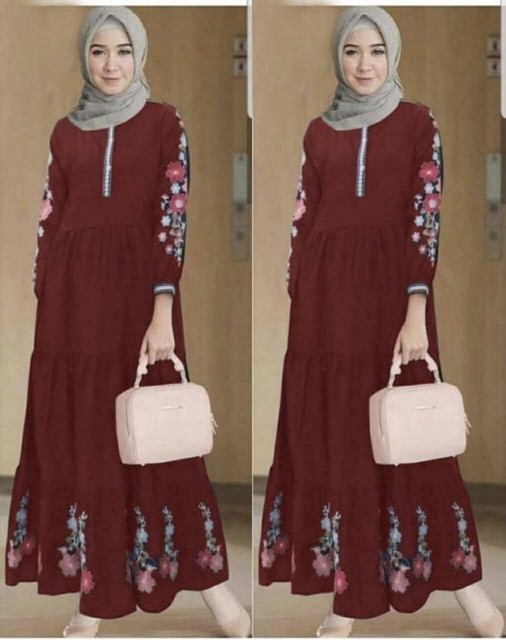 COD JC- Claudia Royal Maxi bordir / Maxi gamis kekinian / gamis wanita murah