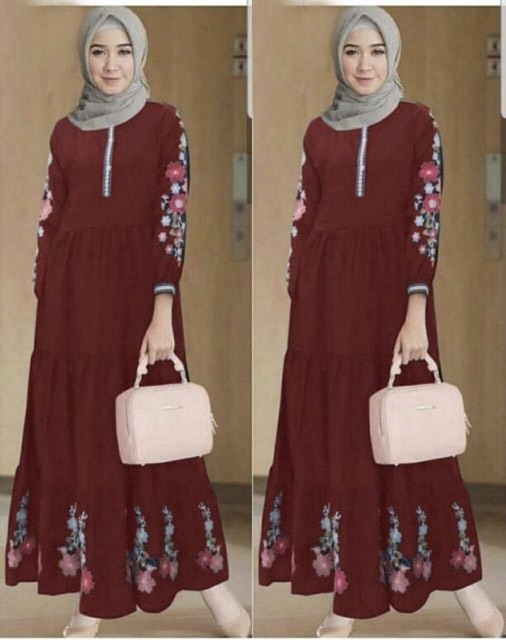 COD JC- Claudia Royal Maxi bordir / Maxi gamis kekinian / gamis wanita murah