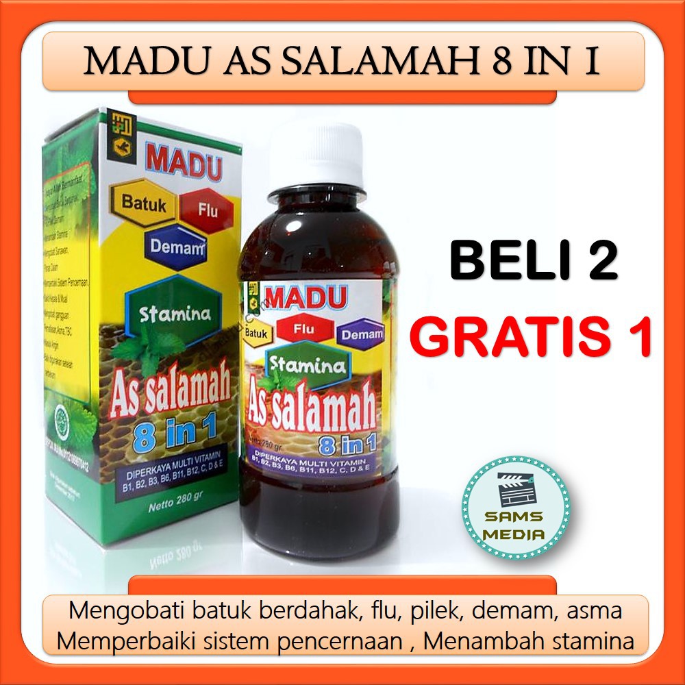 Madu Assalamah 8 IN 1 | Madu 8 IN 1 Abu Herbal | Madu Batuk | Madu Flu Daya Tahan Tubuh - Samsmedia