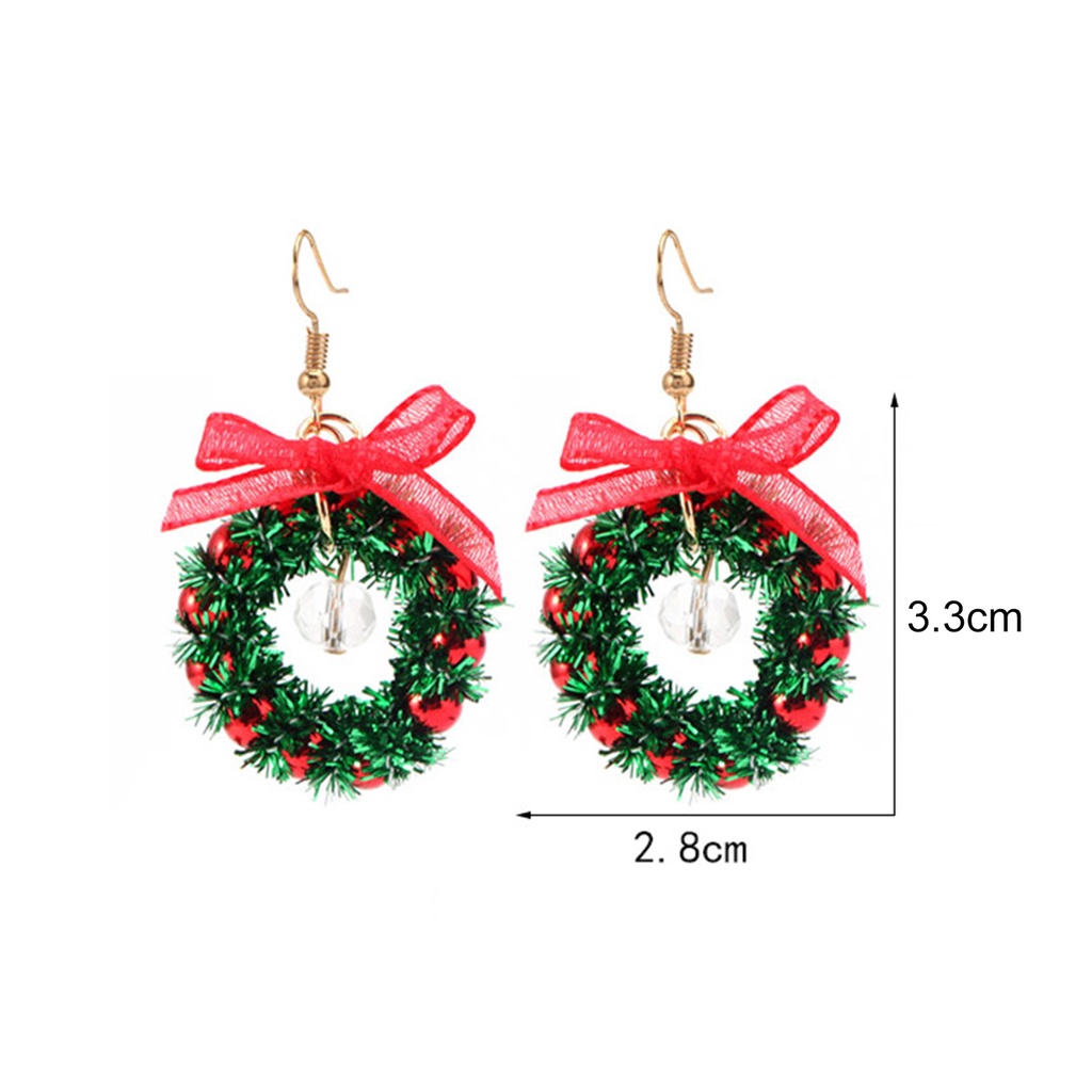 Hu Hu Hu Hu Hu Alat Bantu Pasang Kacamata♡ Anting Juntai Desain Pohon Natal Aksen Bola Kristal Tiruan Warna-Warni Untuk Wanita