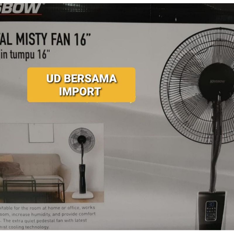 kipas angin kabut uap air mistyfan krisbow dengan remote