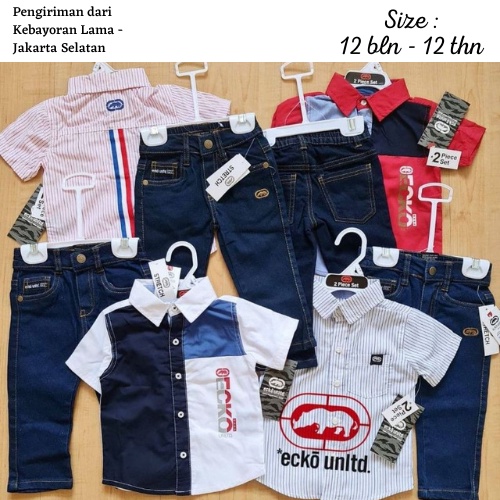 Baju Setelan 2in1 Ecko Unltd Anak Laki Original Branded - Pakaian Set Kemeja Celana Boys