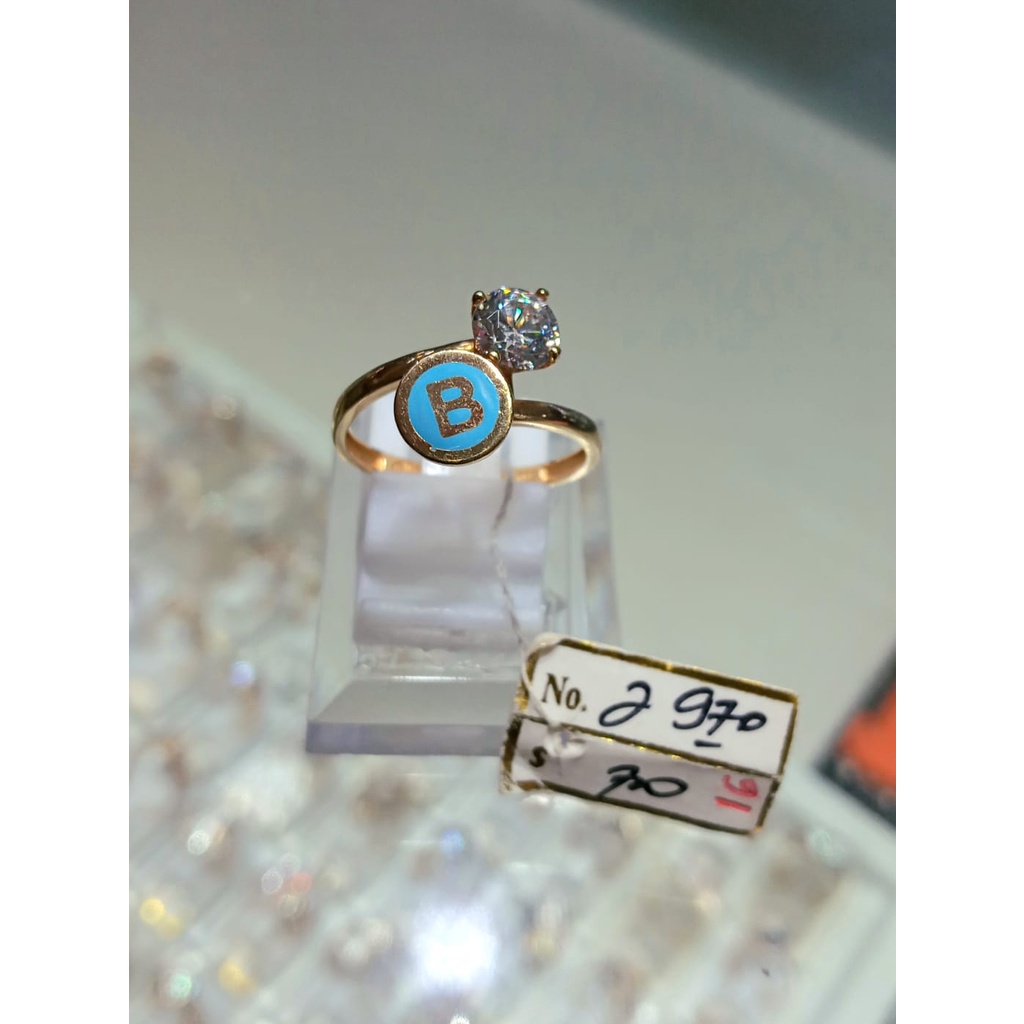 Cincin Emas Fashion Huruf Initial B Kadar 70% 2.97 Gram Size 16