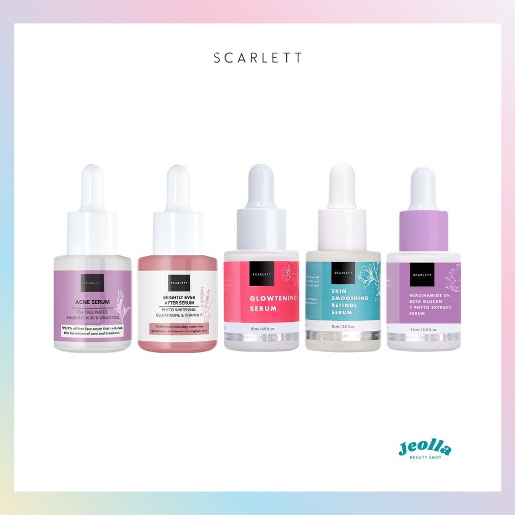 SCARLETT Whitening Serum (Glowtening, Acne, Brightly Ever After, Skin Smoothing Retinol, Niacinamide 5% Beta Glucan 7 Phyto Extract) Original