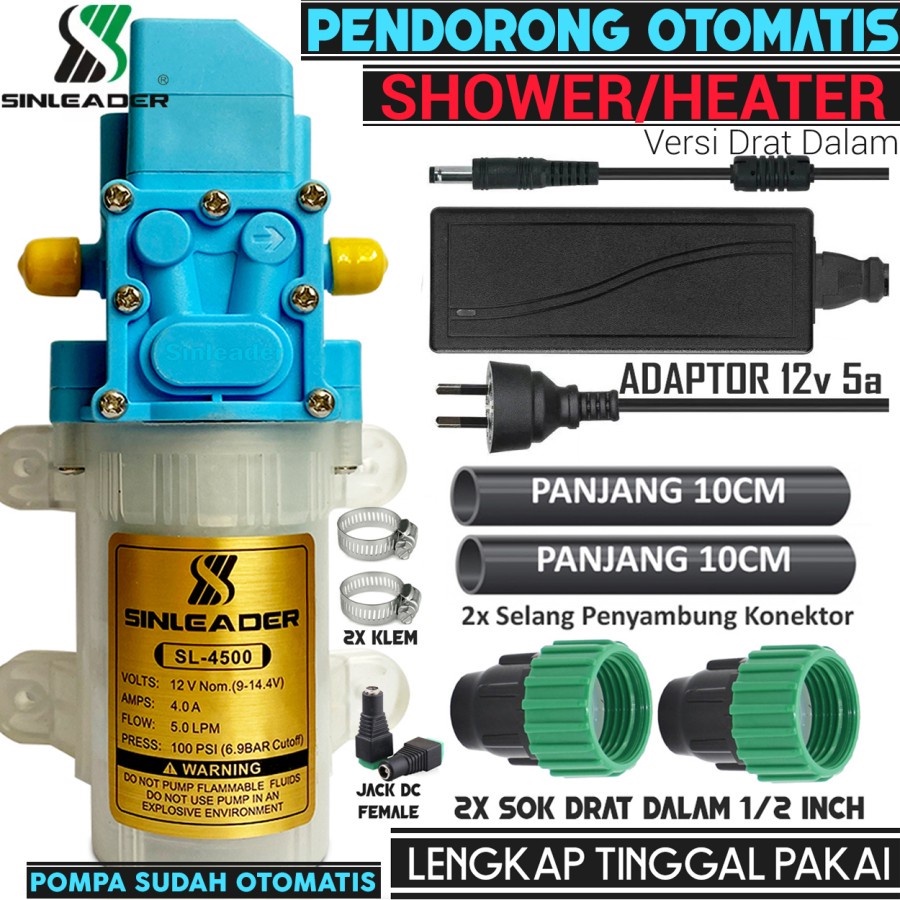 pompa Pendorong air Shower water heater Otomatis konektor Drat Dalam