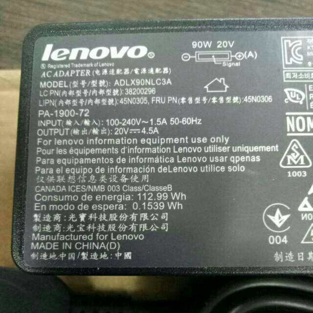 Charger Casan Laptop Lenovo Thinkpad T410 T420 T430 T520 L415 X220 X230 20V 4.5A Jarum