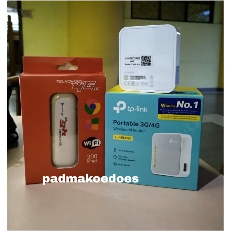 Paket Router TPLINK MR3020 + USB Modem Wifi Wingle 4G LTE Unlock ALL Operator Router For CCTV Online