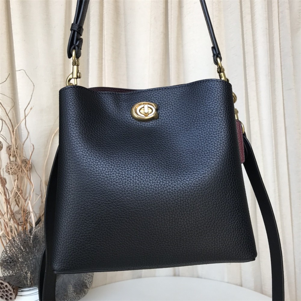 TAS WANITA WOMEN CH WILLOW BUCKET BAG IN SIGNATURE BLACK PLAIN C3890 C3766 C3916 SHOULDER BAG