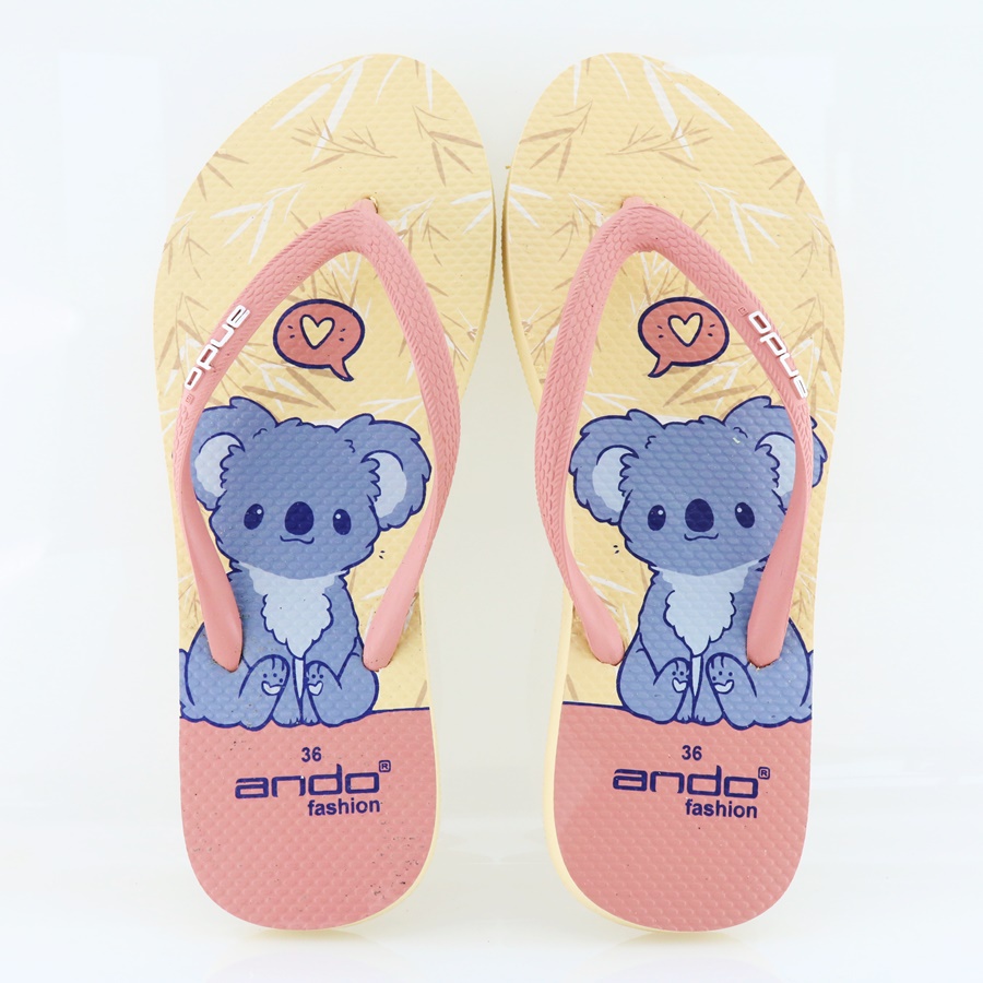 NEW Ando Fluffy Beige - Sandal Jepit Wanita Terbaru 2022