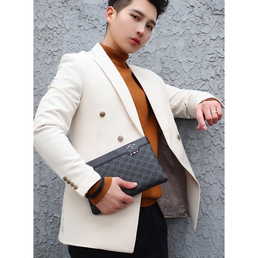 Handbag Pria Clutch Kulit PU Leather Men's Business Style High Quality / Tas Tangan Import