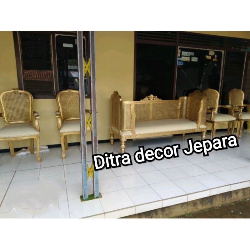 Set Kursi Pelaminan Rotan Doyok Jepara Murah Terbaru, Sofa Pengantin Rustic