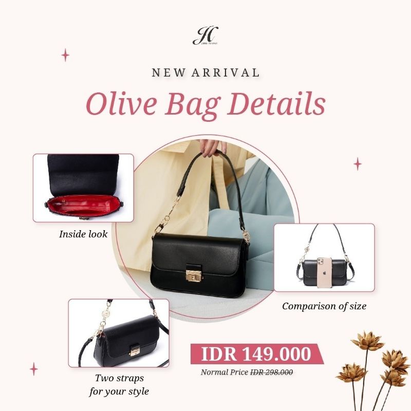 JIMS HONEY OLIVE BAG TAS SELEMPANG WANITA DENGAN DUA MODEL TALI