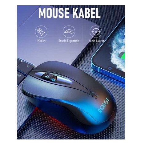 ITSTORE Robot M100 Wired Mouse Laptop Komputer Mouse USB Kabel 1200 DPI M-100 M 100  - GARANSI RESMI 1 TAHUN