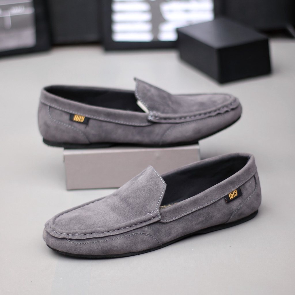 MODMX Sepatu Slip On Casual Pria Kulit Sintetik Simple Murah Main Gaya Jalan Laki Laki