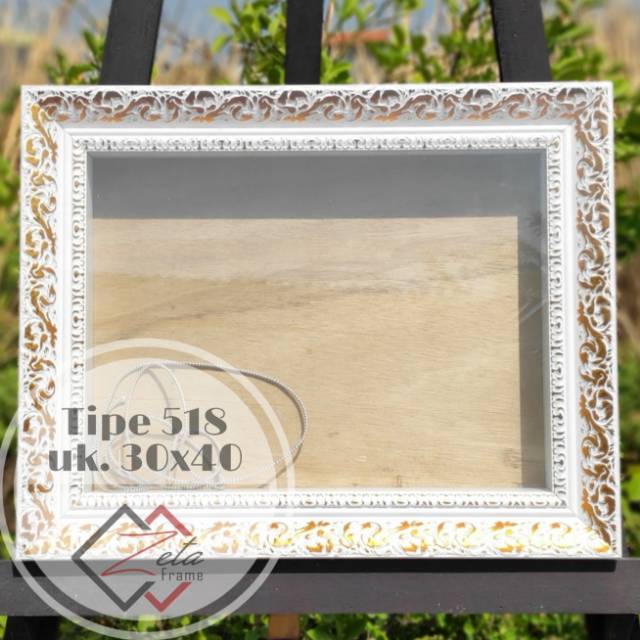 Tipe 518 Pigura Mahar Ukir Putih Gold Uk 30x40 Frame 3d Pigora Mahar Shopee Indonesia